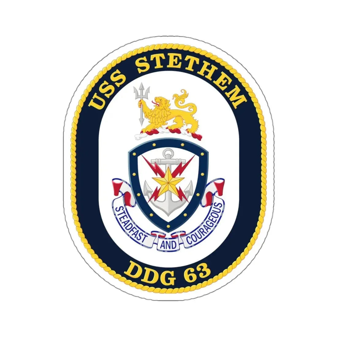 USS Stethem DDG 63 Crest (U.S. Navy) STICKER Vinyl Kiss-Cut Decal 4 Inch White - The Sticker Space