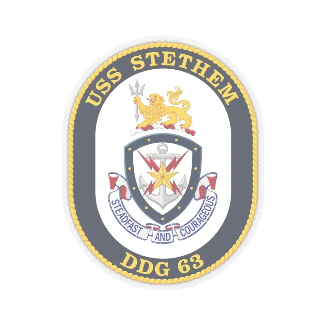 USS Stethem DDG 63 Crest (U.S. Navy) STICKER Vinyl Kiss-Cut Decal 6 Inch Transparent - The Sticker Space