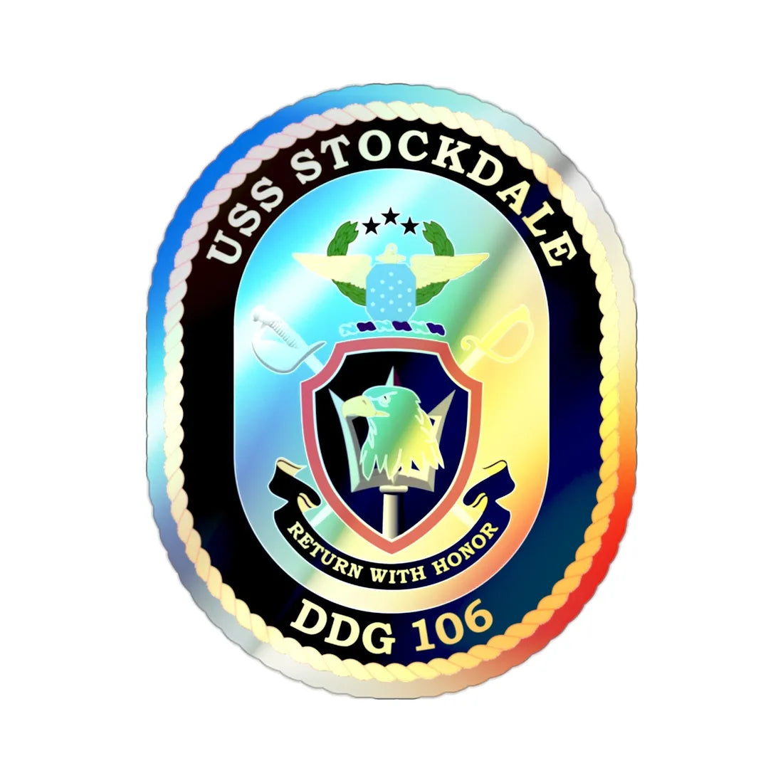 USS Stockdale COA (U.S. Navy) Holographic STICKER Die-Cut Vinyl Decal 2 Inch Holographic - The Sticker Space