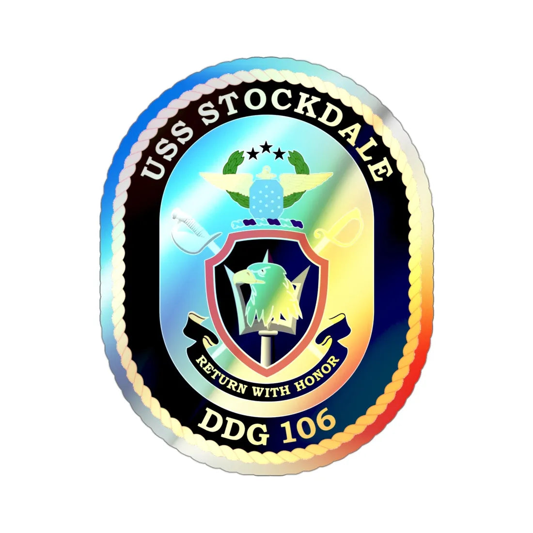 USS Stockdale COA (U.S. Navy) Holographic STICKER Die-Cut Vinyl Decal 3 Inch Holographic - The Sticker Space