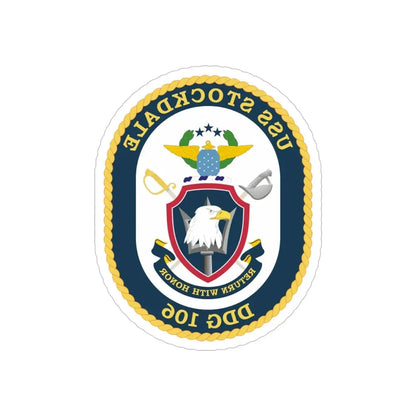 USS Stockdale COA (U.S. Navy) REVERSE PRINT Transparent Die-Cut STICKER 4 Inch Die-Cut Transparent - The Sticker Space