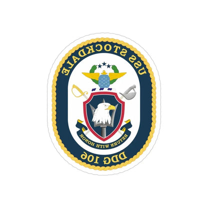 USS Stockdale COA (U.S. Navy) REVERSE PRINT Transparent Die-Cut STICKER 5 Inch Die-Cut Transparent - The Sticker Space