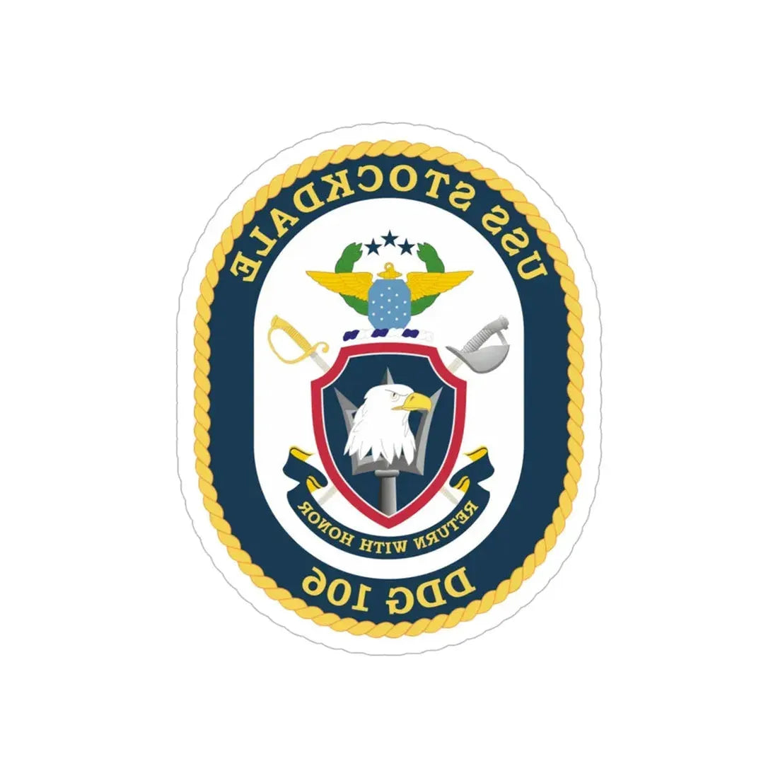 USS Stockdale COA (U.S. Navy) REVERSE PRINT Transparent Die-Cut STICKER 6 Inch Die-Cut Transparent - The Sticker Space