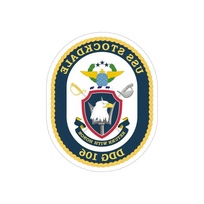 USS Stockdale COA (U.S. Navy) REVERSE PRINT Transparent Die-Cut STICKER 6 Inch Die-Cut Transparent - The Sticker Space