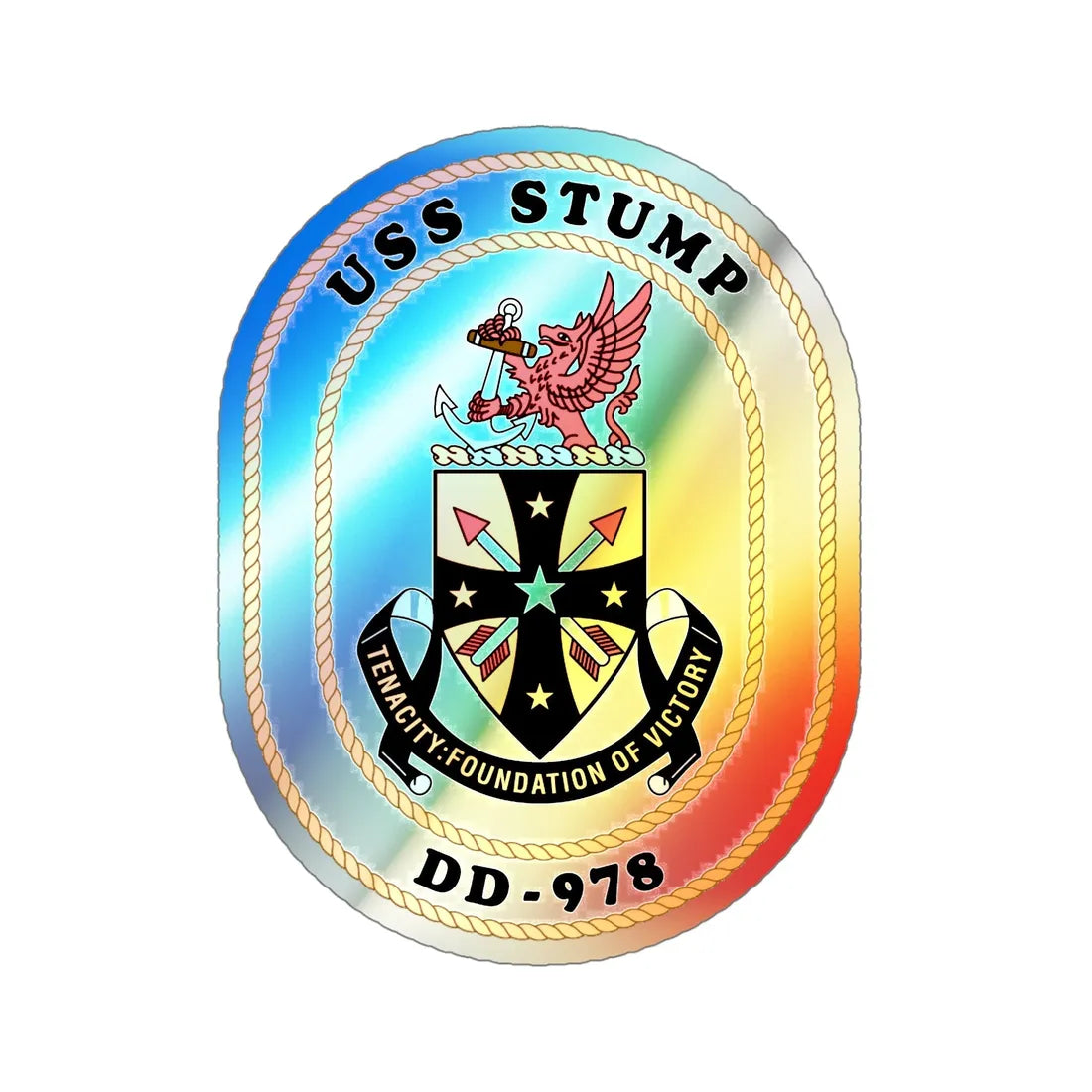 USS Stump DD 978 (U.S. Navy) Holographic STICKER Die-Cut Vinyl Decal 5 Inch Holographic - The Sticker Space