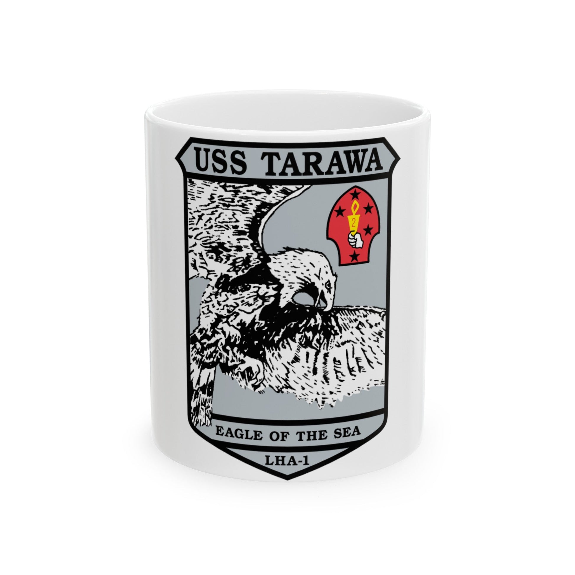 USS Tarawa Eagle Of The Sea LHA 1 BIN 1224 (U.S. Navy) White Coffee Mug-11oz-The Sticker Space