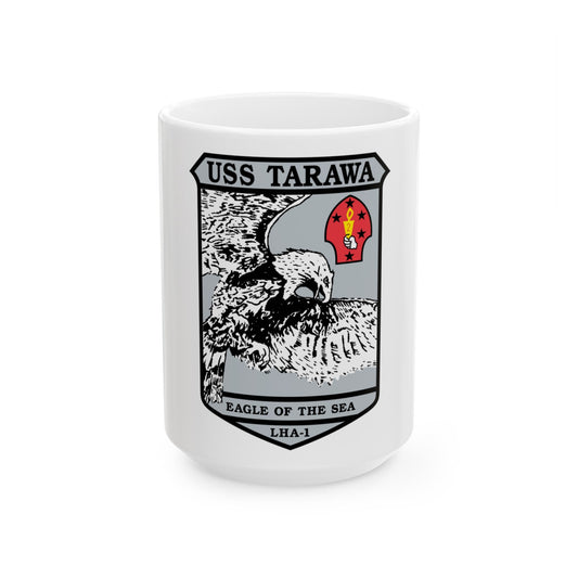 USS Tarawa Eagle Of The Sea LHA 1 BIN 1224 (U.S. Navy) White Coffee Mug-15oz-The Sticker Space