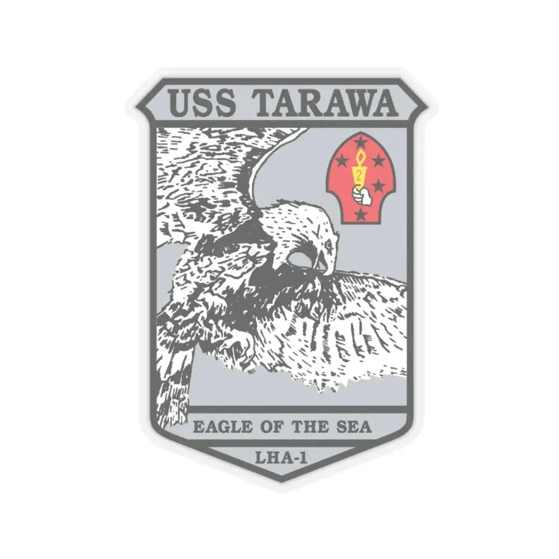 USS Tarawa Eagle Of The Sea LHA 1 BIN 1224 (U.S. Navy) STICKER Vinyl Kiss-Cut Decal 6 Inch Transparent - The Sticker Space