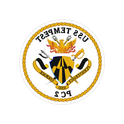 USS Tempest PC 2 (U.S. Navy) REVERSE PRINT Transparent STICKER-2" × 2"-The Sticker Space