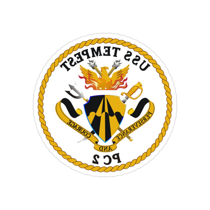 USS Tempest PC 2 (U.S. Navy) REVERSE PRINT Transparent STICKER-3" × 3"-The Sticker Space