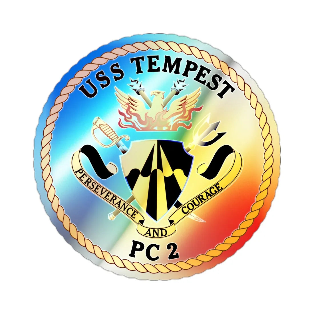 USS Tempest PC 2 (U.S. Navy) Holographic STICKER Die-Cut Vinyl Decal 2 Inch Holographic - The Sticker Space