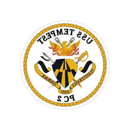 USS Tempest PC 2 (U.S. Navy) REVERSE PRINT Transparent Die-Cut STICKER 3 Inch Die-Cut Transparent - The Sticker Space