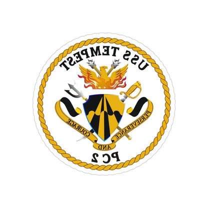 USS Tempest PC 2 (U.S. Navy) REVERSE PRINT Transparent Die-Cut STICKER 5 Inch Die-Cut Transparent - The Sticker Space