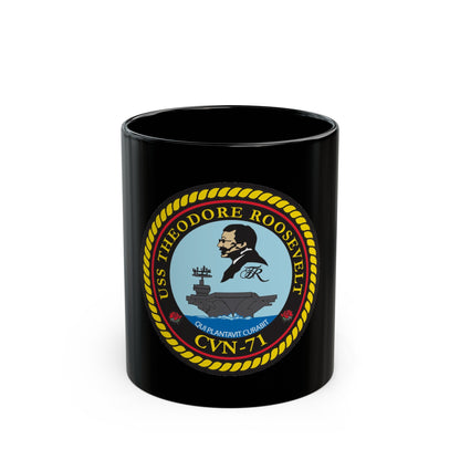 USS Theodore Roosevelt (U.S. Navy) Black Coffee Mug-11oz-The Sticker Space