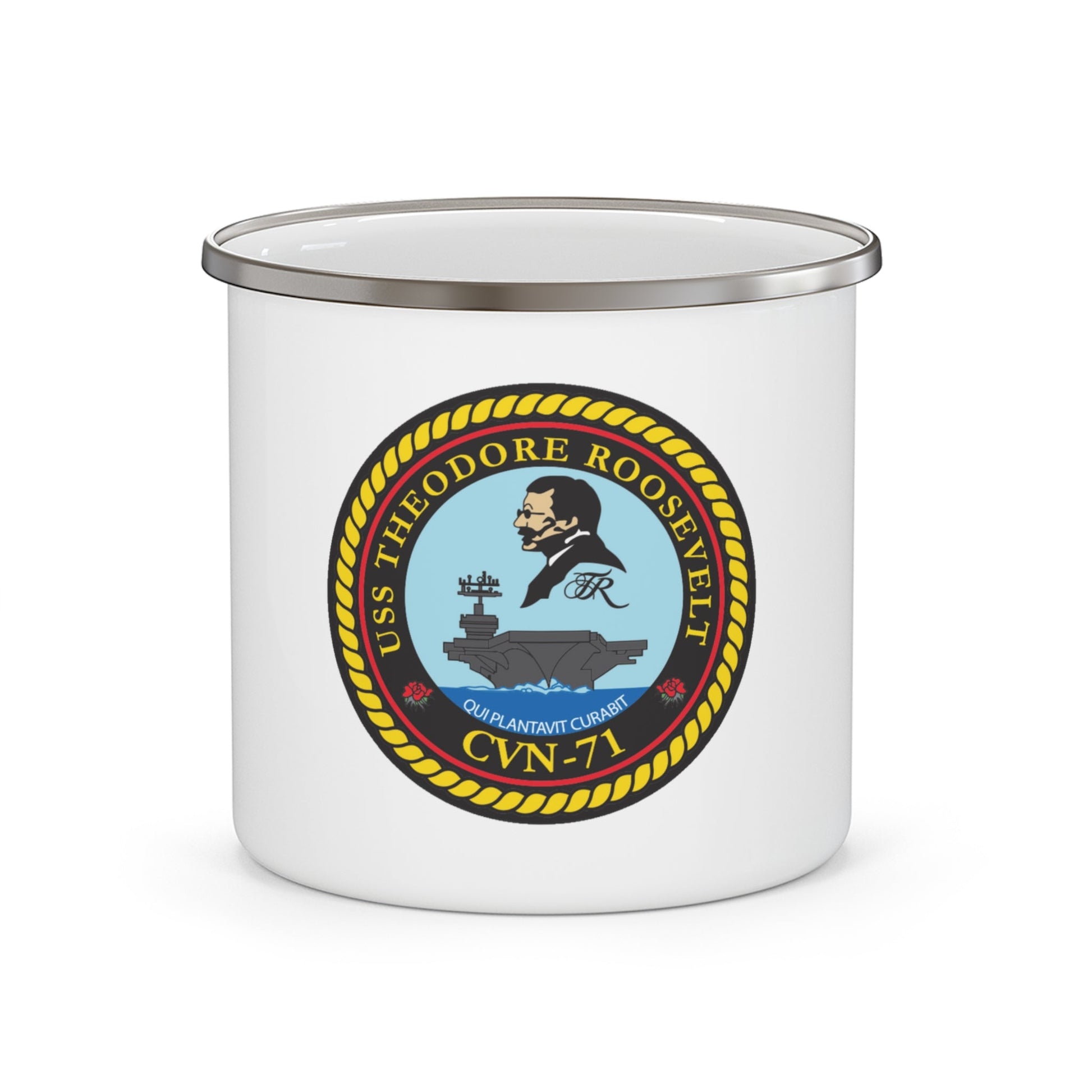 USS Theodore Roosevelt (U.S. Navy) Enamel Mug 12oz-12oz-The Sticker Space