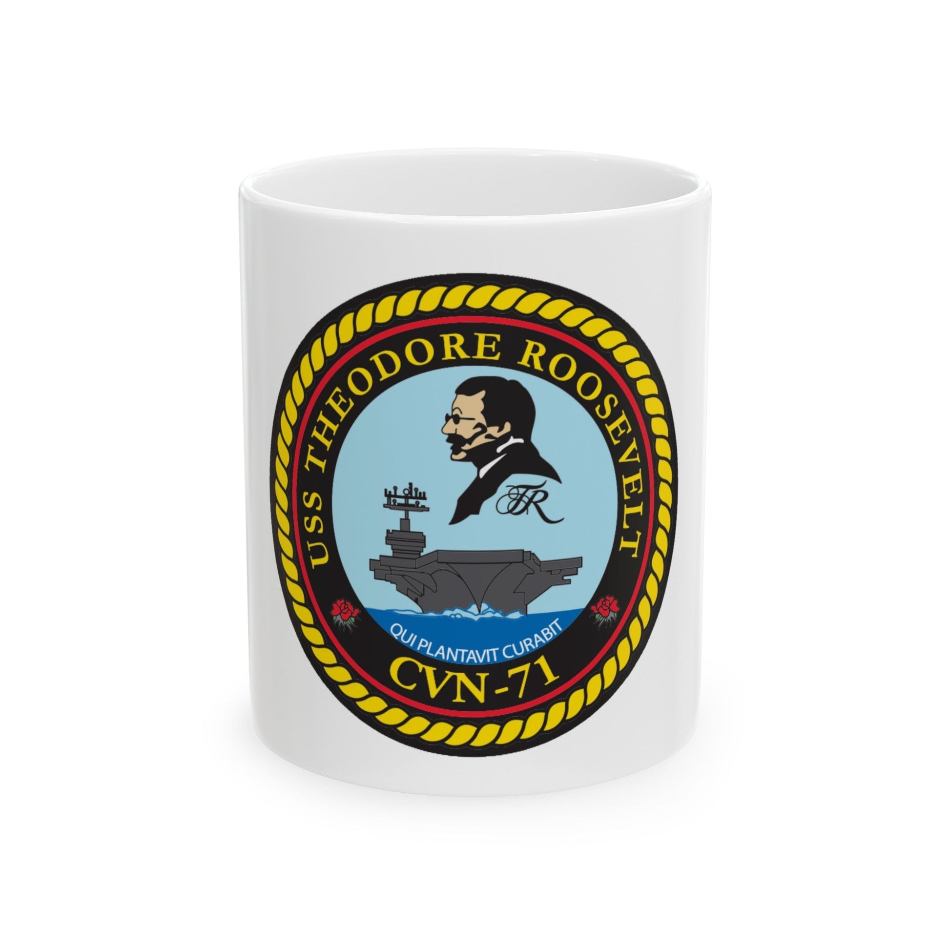 USS Theodore Roosevelt (U.S. Navy) White Coffee Mug-11oz-The Sticker Space