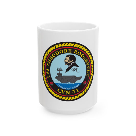 USS Theodore Roosevelt (U.S. Navy) White Coffee Mug-15oz-The Sticker Space