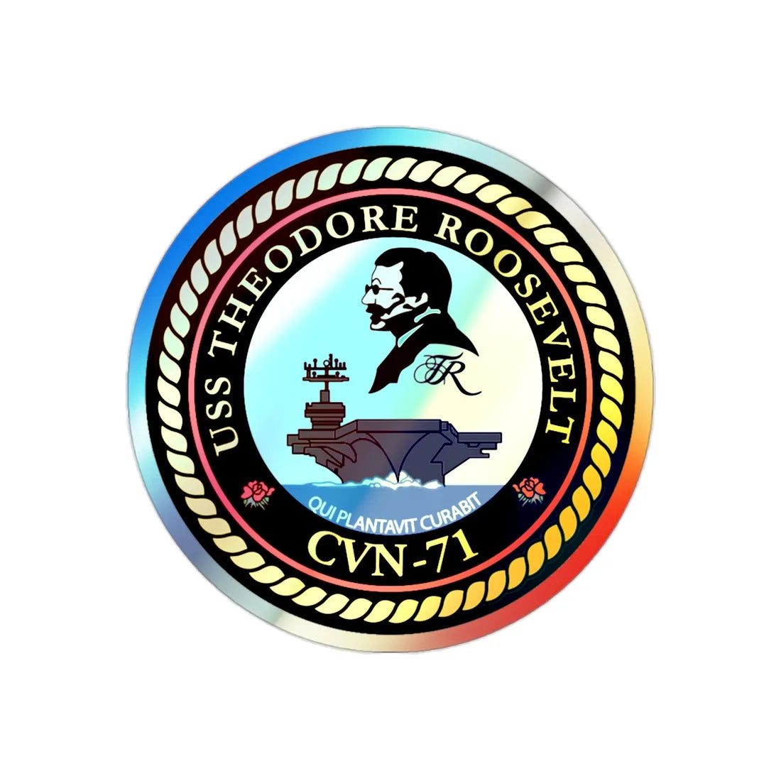 USS Theodore Roosevelt (U.S. Navy) Holographic STICKER Die-Cut Vinyl Decal 2 Inch Holographic - The Sticker Space