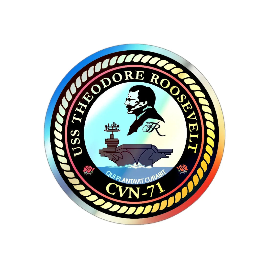 USS Theodore Roosevelt (U.S. Navy) Holographic STICKER Die-Cut Vinyl Decal 3 Inch Holographic - The Sticker Space