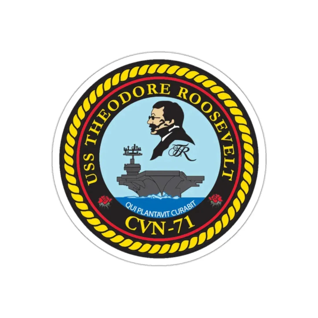 USS Theodore Roosevelt (U.S. Navy) STICKER Vinyl Kiss-Cut Decal 2 Inch White - The Sticker Space