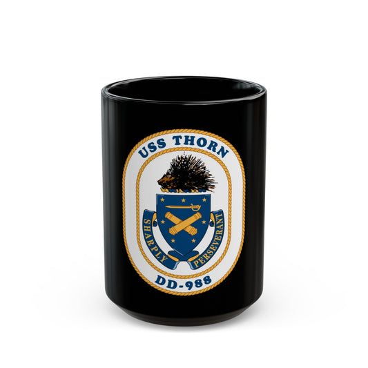 USS Thorn DD 988 v2 (U.S. Navy) Black Coffee Mug-15oz-The Sticker Space