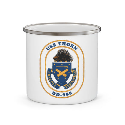 USS Thorn DD 988 v2 (U.S. Navy) Enamel Mug 12oz-12oz-The Sticker Space