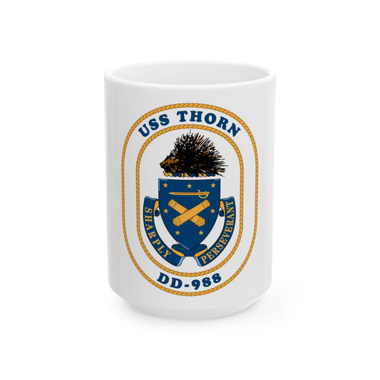 USS Thorn DD 988 v2 (U.S. Navy) White Coffee Mug-15oz-The Sticker Space