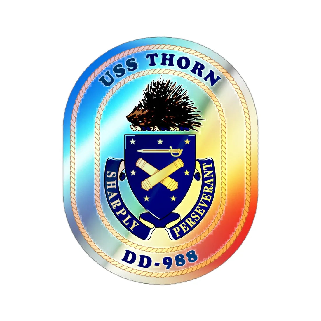 USS Thorn DD 988 v2 (U.S. Navy) Holographic STICKER Die-Cut Vinyl Decal 3 Inch Holographic - The Sticker Space