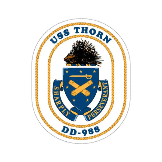 USS Thorn DD 988 v2 (U.S. Navy) STICKER Vinyl Kiss-Cut Decal 2 Inch White - The Sticker Space