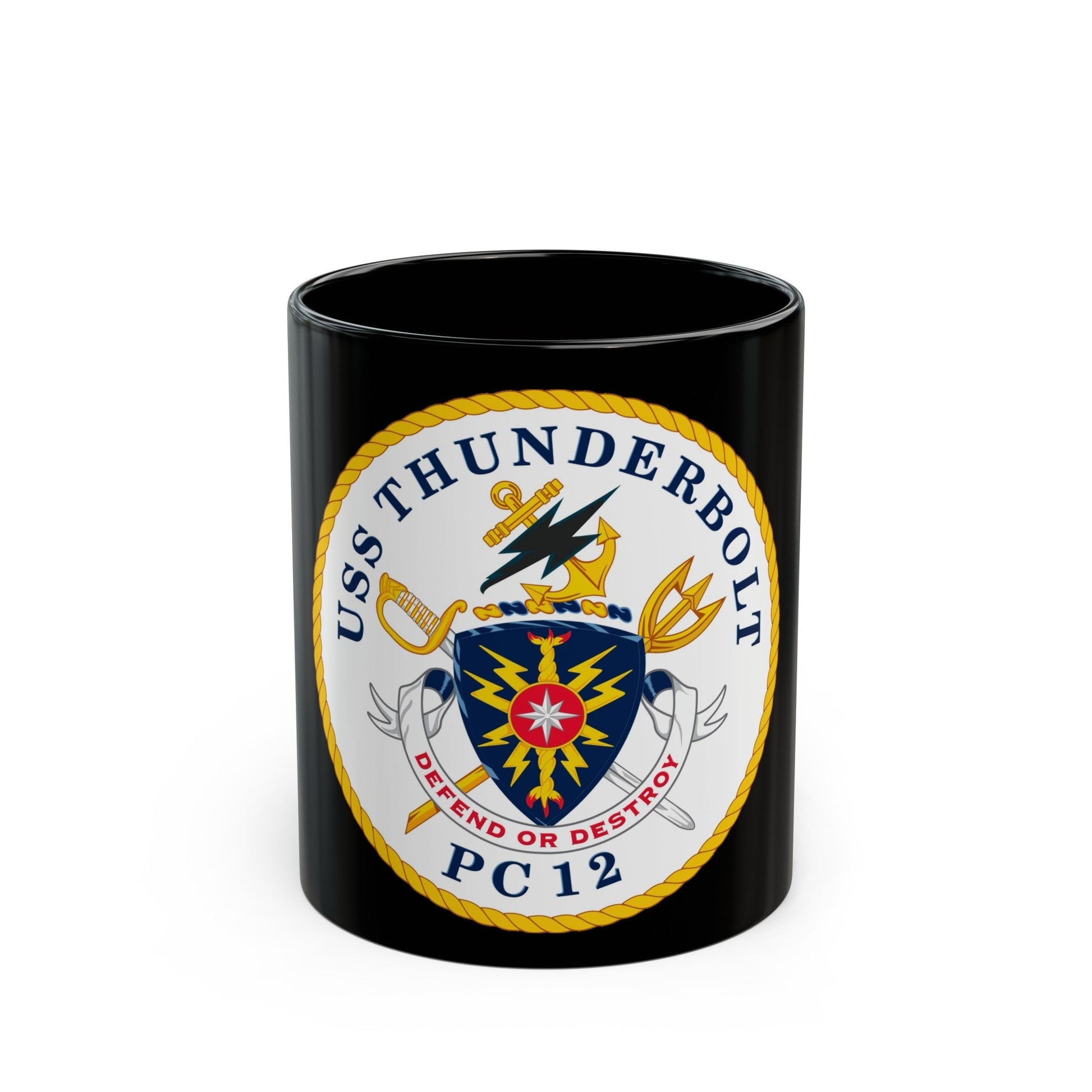 USS Thunderbolt PC 12 (U.S. Navy) Black Coffee Mug-11oz-The Sticker Space