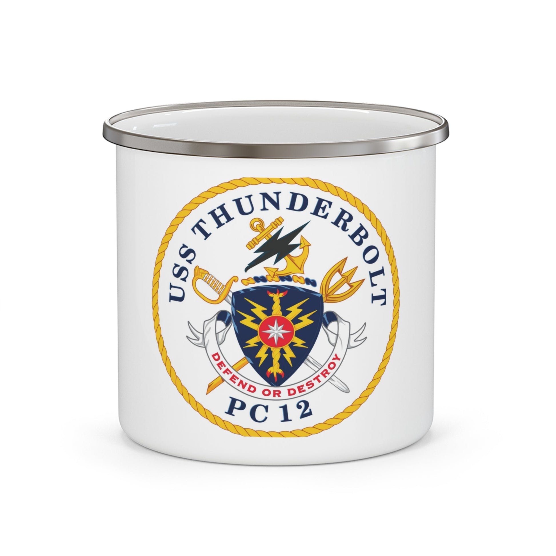 USS Thunderbolt PC 12 (U.S. Navy) Enamel Mug 12oz-12oz-The Sticker Space