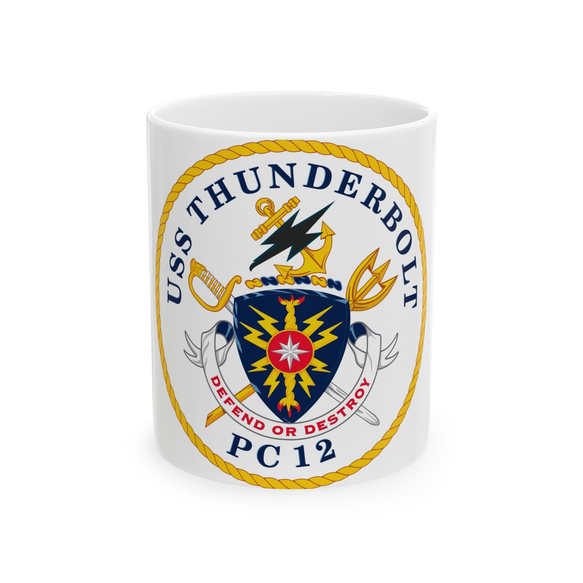 USS Thunderbolt PC 12 (U.S. Navy) White Coffee Mug-11oz-The Sticker Space