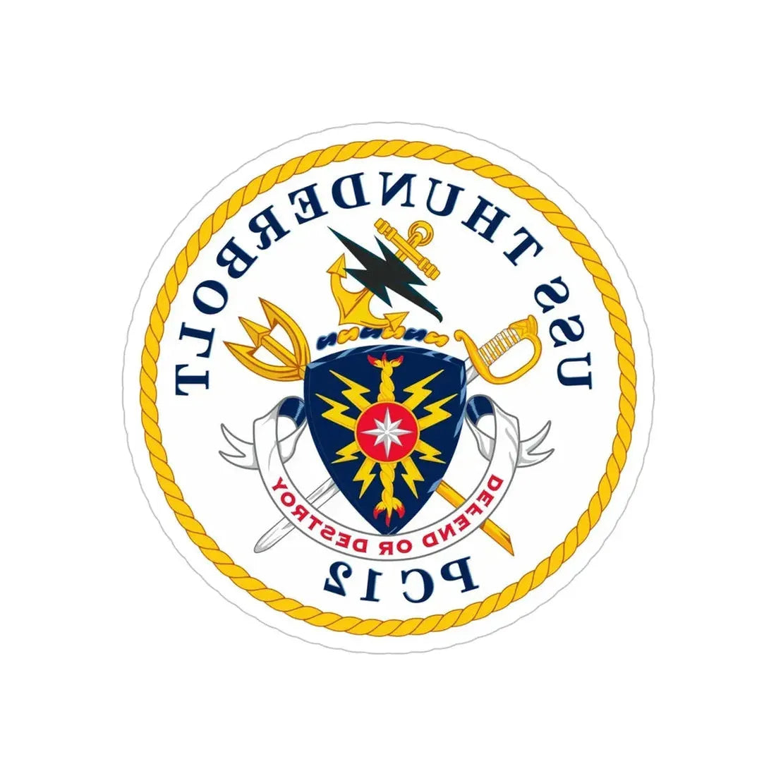 USS Thunderbolt PC 12 (U.S. Navy) REVERSE PRINT Transparent Die-Cut STICKER 2 Inch Die-Cut Transparent - The Sticker Space