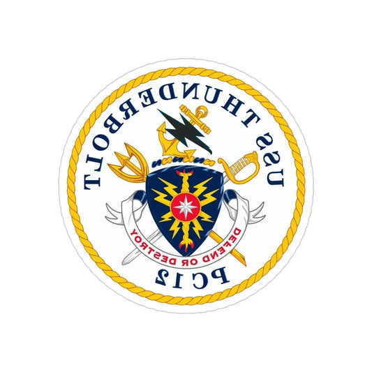 USS Thunderbolt PC 12 (U.S. Navy) REVERSE PRINT Transparent Die-Cut STICKER 2 Inch Die-Cut Transparent - The Sticker Space