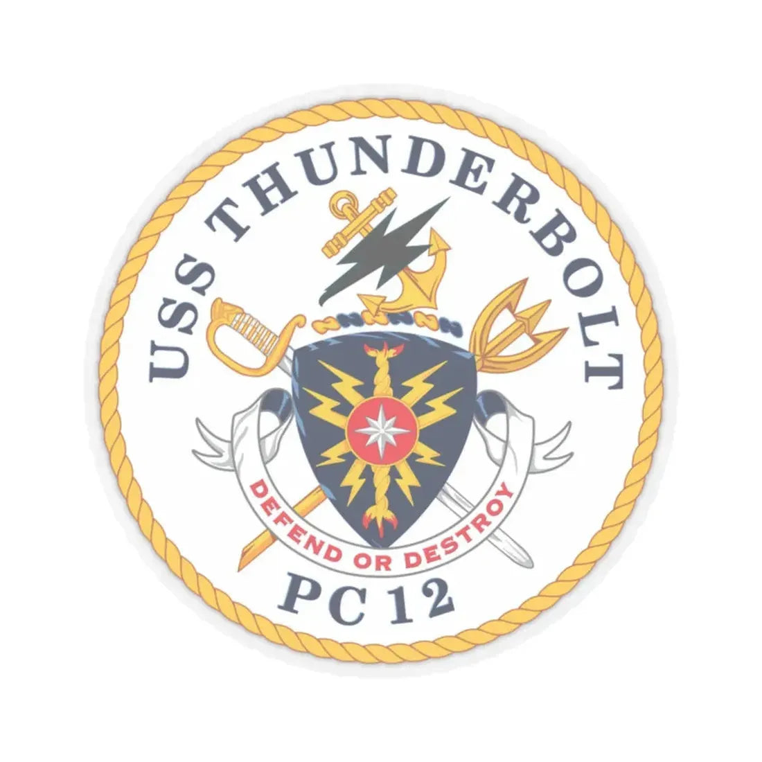 USS Thunderbolt PC 12 (U.S. Navy) STICKER Vinyl Kiss-Cut Decal 2 Inch Transparent - The Sticker Space