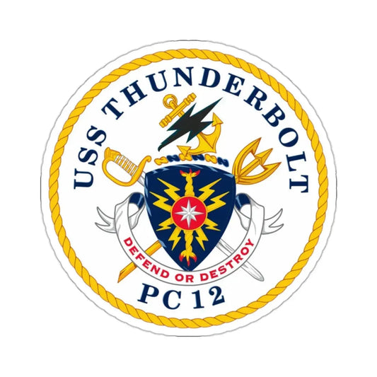 USS Thunderbolt PC 12 (U.S. Navy) STICKER Vinyl Kiss-Cut Decal 2 Inch White - The Sticker Space