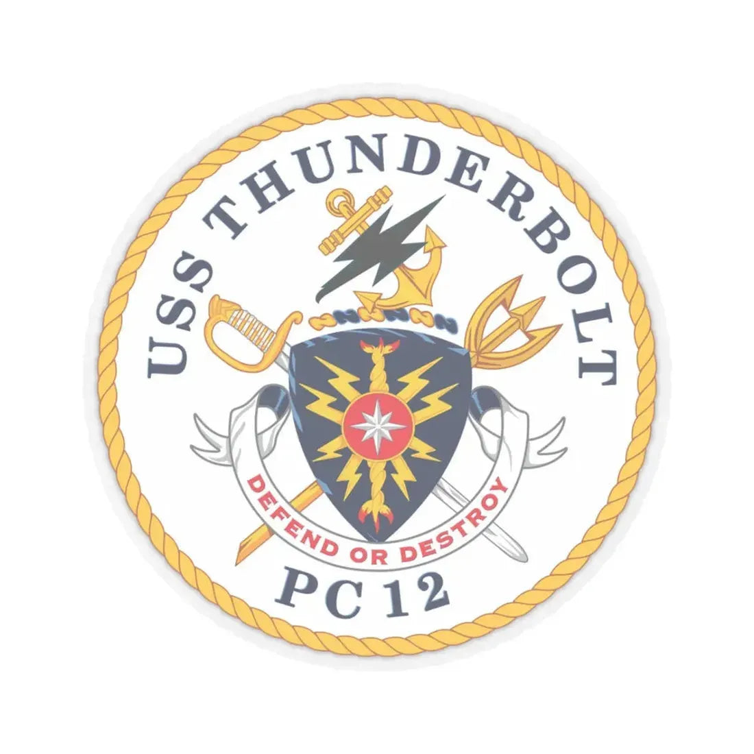 USS Thunderbolt PC 12 (U.S. Navy) STICKER Vinyl Kiss-Cut Decal 3 Inch Transparent - The Sticker Space