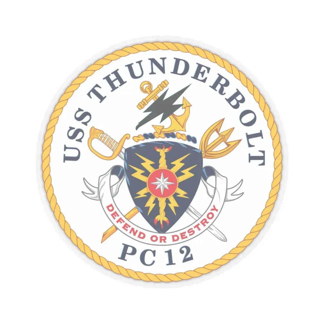 USS Thunderbolt PC 12 (U.S. Navy) STICKER Vinyl Kiss-Cut Decal 6 Inch Transparent - The Sticker Space