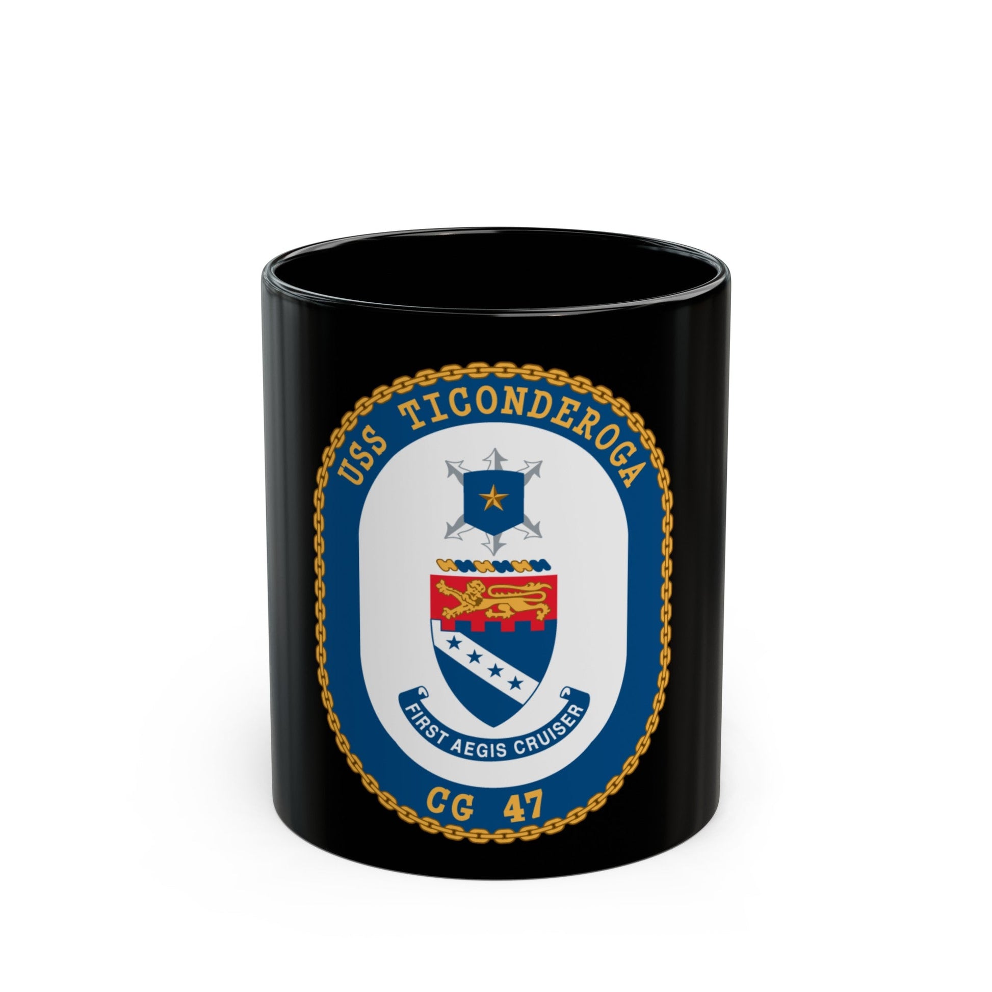 USS Ticonderoga (U.S. Navy) Black Coffee Mug-11oz-The Sticker Space