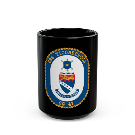 USS Ticonderoga (U.S. Navy) Black Coffee Mug-15oz-The Sticker Space