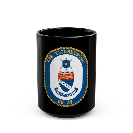 USS Ticonderoga (U.S. Navy) Black Coffee Mug-15oz-The Sticker Space