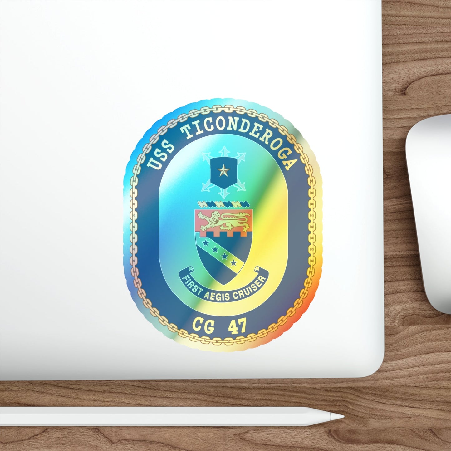 USS Ticonderoga (U.S. Navy) Holographic STICKER Die-Cut Vinyl Decal-The Sticker Space