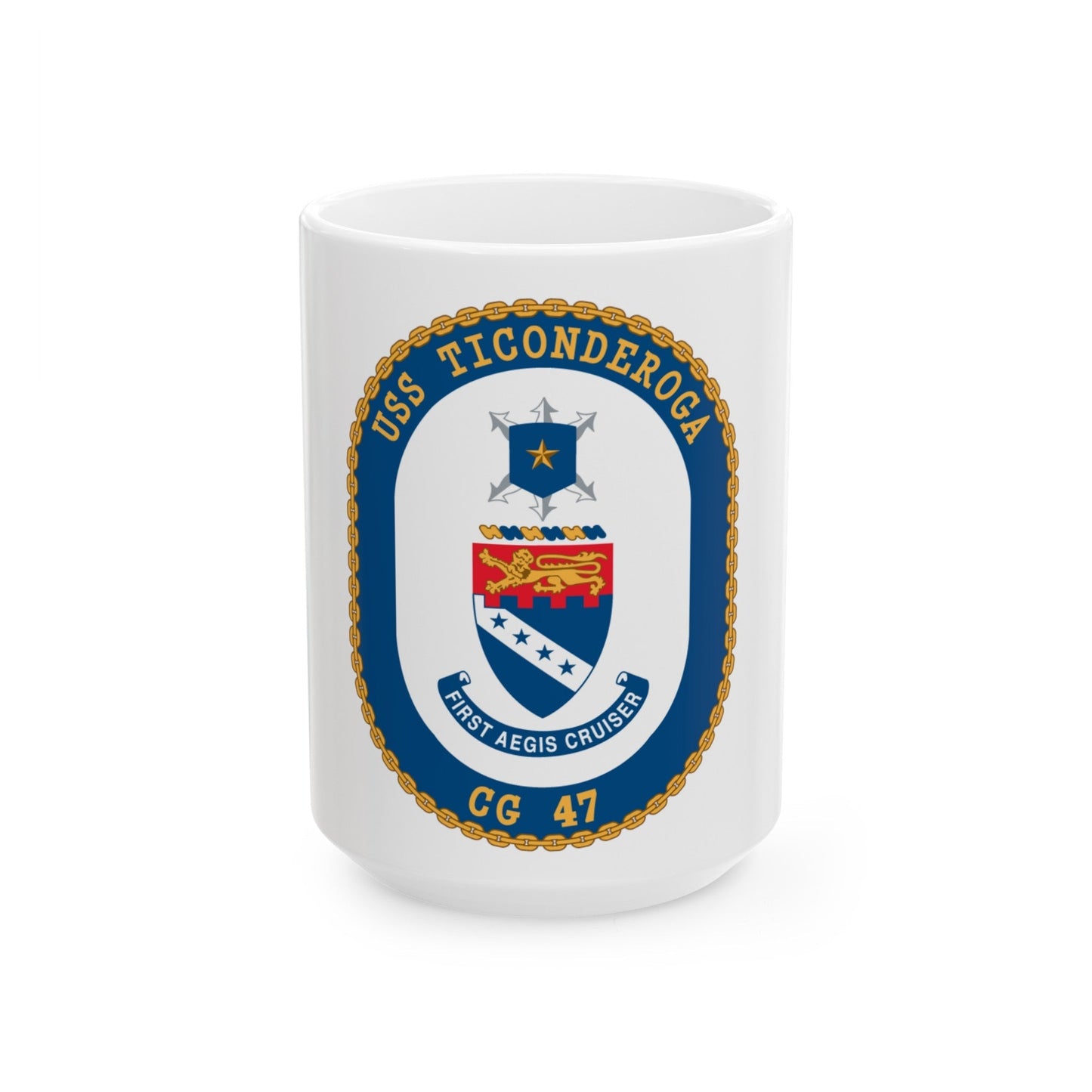 USS Ticonderoga (U.S. Navy) White Coffee Mug-15oz-The Sticker Space