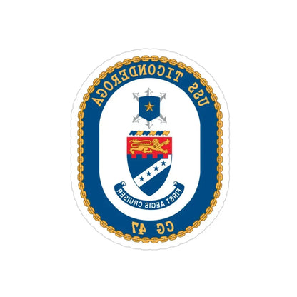 USS Ticonderoga (U.S. Navy) REVERSE PRINT Transparent Die-Cut STICKER 3 Inch Die-Cut Transparent - The Sticker Space