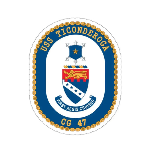 USS Ticonderoga (U.S. Navy) STICKER Vinyl Kiss-Cut Decal 2 Inch White - The Sticker Space