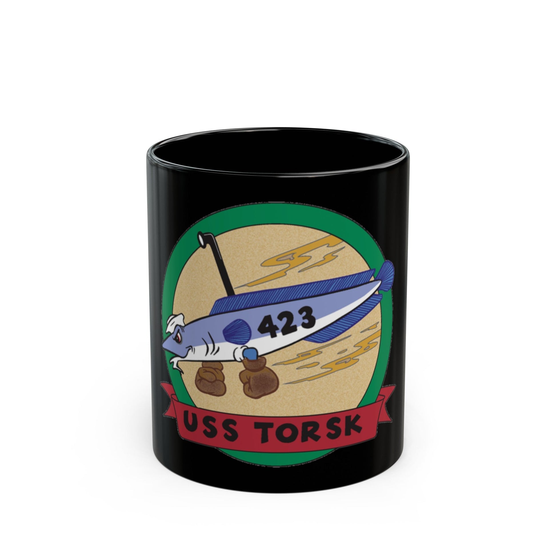USS TORSK SS 423 (U.S. Navy) Black Coffee Mug-11oz-The Sticker Space