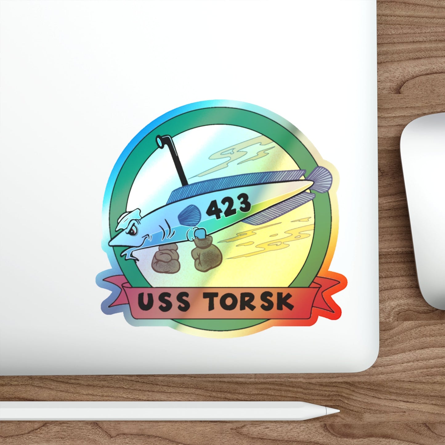 USS TORSK SS 423 (U.S. Navy) Holographic STICKER Die-Cut Vinyl Decal-The Sticker Space