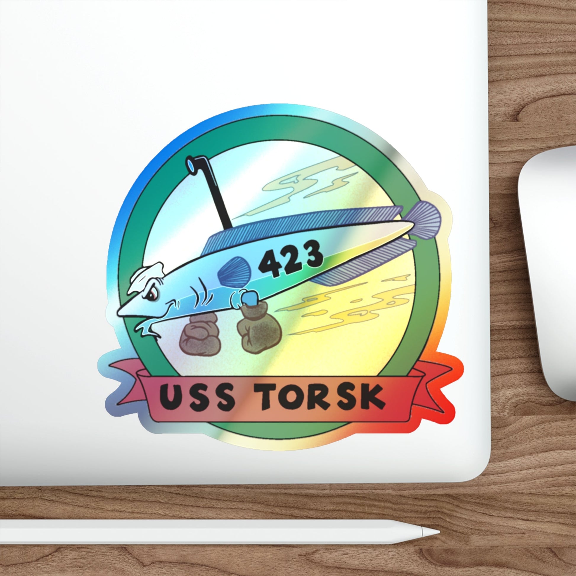 USS TORSK SS 423 (U.S. Navy) Holographic STICKER Die-Cut Vinyl Decal-The Sticker Space