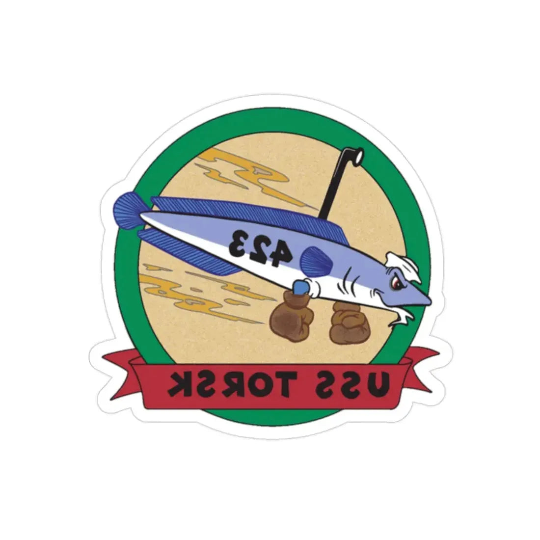 USS TORSK SS 423 (U.S. Navy) REVERSE PRINT Transparent Die-Cut STICKER 2 Inch Die-Cut Transparent - The Sticker Space