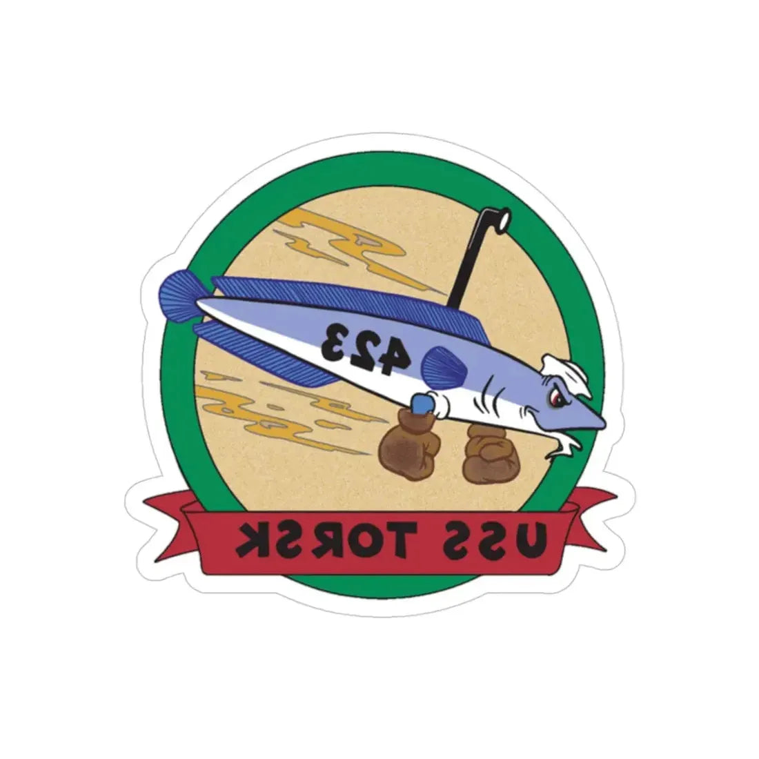 USS TORSK SS 423 (U.S. Navy) REVERSE PRINT Transparent Die-Cut STICKER 3 Inch Die-Cut Transparent - The Sticker Space